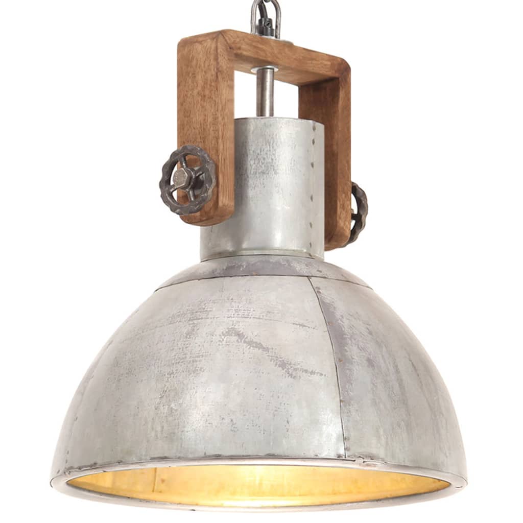 vidaXL Industrial Hanging Lamp 25 W Silver Round 30 cm E27