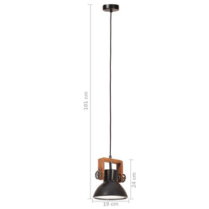 vidaXL Industrial Hanging Lamp 25 W Black Round 19 cm E27