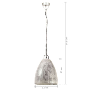 vidaXL Industrial Hanging Lamp 25 W Silver Round 32 cm E27