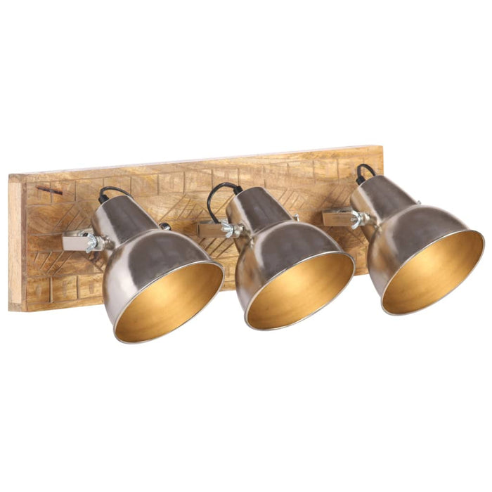 vidaXL Industrial Wall Lamp Silver 70x23 cm E27 Mango Wood