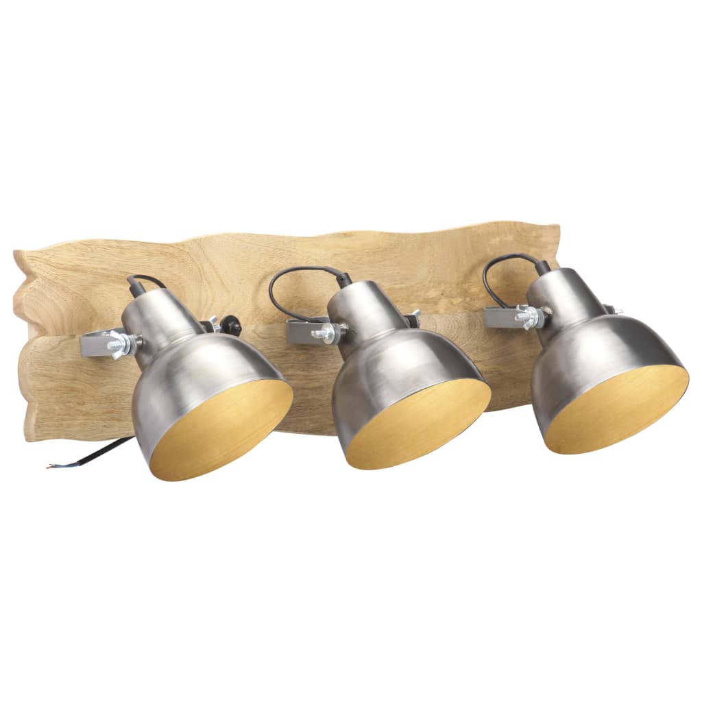 vidaXL Industrial Wall Lamp Silver 68x23 cm E27 Mango Wood