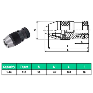 vidaXL Quick Release Drill Chuck MT2-B18 with 16 mm Clamping Range