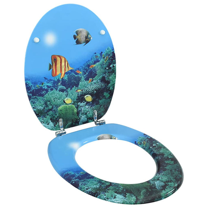 vidaXL WC Toilet Seat with Lid MDF Deep Sea Design