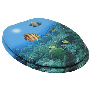 vidaXL WC Toilet Seat with Lid MDF Deep Sea Design