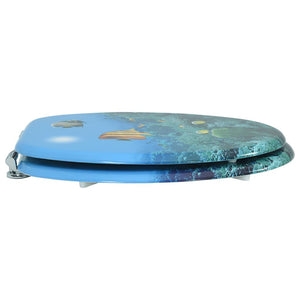 vidaXL WC Toilet Seat with Lid MDF Deep Sea Design