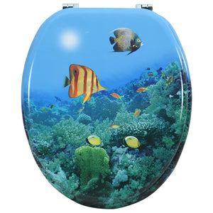 vidaXL WC Toilet Seat with Lid MDF Deep Sea Design