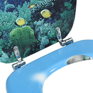 vidaXL WC Toilet Seat with Lid MDF Deep Sea Design