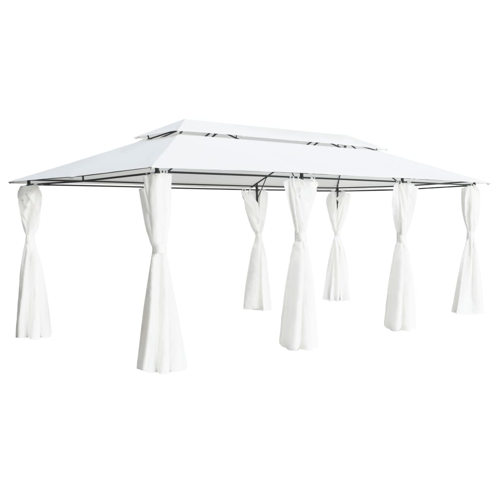 vidaXL Gazebo with Curtains 600x298x270 cm White 180g/m²