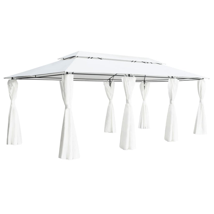 vidaXL Gazebo with Curtains 600x298x270 cm White 180g/m²