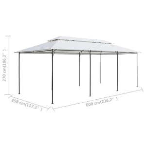 vidaXL Gazebo with Curtains 600x298x270 cm White 180g/m²