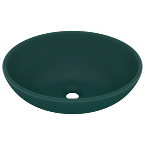 vidaXL Luxury Basin Oval-shaped Matt Dark Green 40x33 cm Ceramic