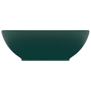 vidaXL Luxury Basin Oval-shaped Matt Dark Green 40x33 cm Ceramic