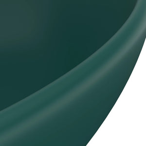 vidaXL Luxury Basin Oval-shaped Matt Dark Green 40x33 cm Ceramic