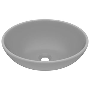 vidaXL Luxury Basin Oval-shaped Matt Light Grey 40x33 cm Ceramic