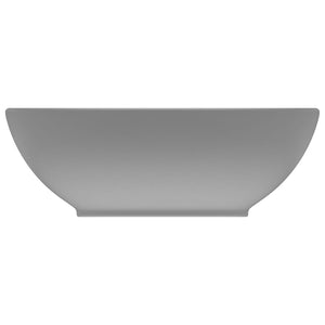 vidaXL Luxury Basin Oval-shaped Matt Light Grey 40x33 cm Ceramic