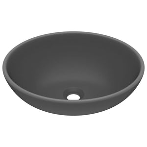 vidaXL Luxury Basin Oval-shaped Matt Dark Grey 40x33 cm Ceramic