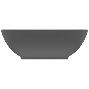 vidaXL Luxury Basin Oval-shaped Matt Dark Grey 40x33 cm Ceramic