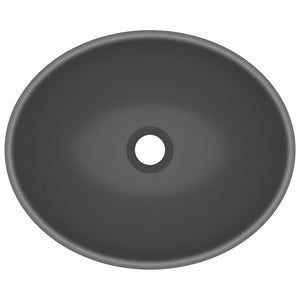 vidaXL Luxury Basin Oval-shaped Matt Dark Grey 40x33 cm Ceramic