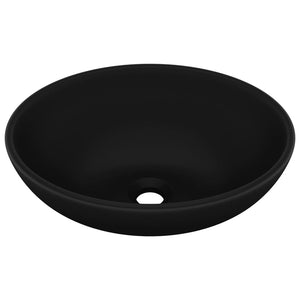 vidaXL Luxury Basin Oval-shaped Matt Black 40x33 cm Ceramic