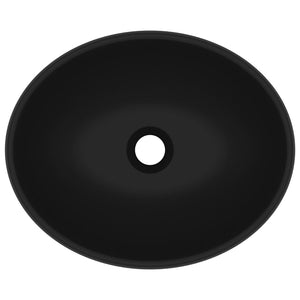 vidaXL Luxury Basin Oval-shaped Matt Black 40x33 cm Ceramic