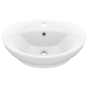 vidaXL Luxury Basin Overflow Oval Matt White 58.5x39 cm Ceramic