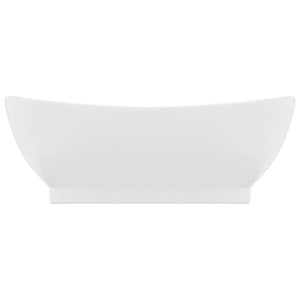 vidaXL Luxury Basin Overflow Oval Matt White 58.5x39 cm Ceramic