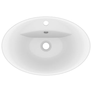 vidaXL Luxury Basin Overflow Oval Matt White 58.5x39 cm Ceramic