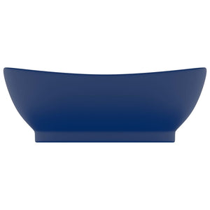 vidaXL Luxury Basin Overflow Oval Matt Dark Blue 58.5x39 cm Ceramic