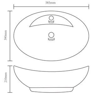 vidaXL Luxury Basin Overflow Oval Matt Dark Blue 58.5x39 cm Ceramic