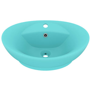 vidaXL Luxury Basin Overflow Oval Matt Light Green 58.5x39 cm Ceramic