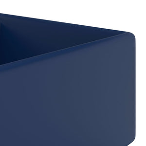 vidaXL Luxury Basin Overflow Square Matt Dark Blue 41x41 cm Ceramic