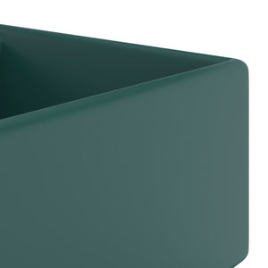 vidaXL Luxury Basin Overflow Square Matt Dark Green 41x41 cm Ceramic