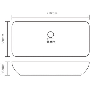 vidaXL Luxury Basin Rectangular Matt Cream 71x38 cm Ceramic