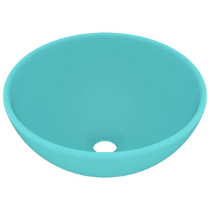 vidaXL Luxury Bathroom Basin Round Matt Light Green 32.5x14 cm Ceramic