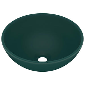 vidaXL Luxury Bathroom Basin Round Matt Dark Green 32.5x14 cm Ceramic