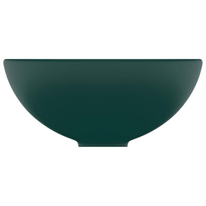 vidaXL Luxury Bathroom Basin Round Matt Dark Green 32.5x14 cm Ceramic