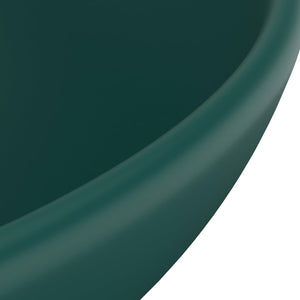 vidaXL Luxury Bathroom Basin Round Matt Dark Green 32.5x14 cm Ceramic