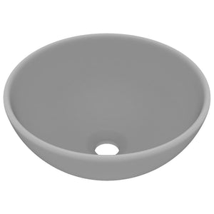 vidaXL Luxury Bathroom Basin Round Matt Light Grey 32.5x14 cm Ceramic