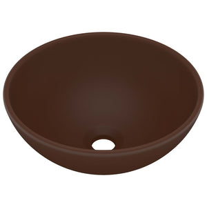 vidaXL Luxury Bathroom Basin Round Matt Dark Brown 32.5x14 cm Ceramic