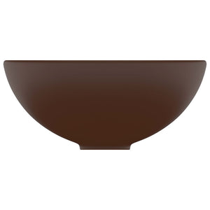 vidaXL Luxury Bathroom Basin Round Matt Dark Brown 32.5x14 cm Ceramic