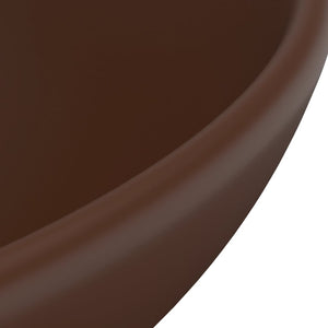 vidaXL Luxury Bathroom Basin Round Matt Dark Brown 32.5x14 cm Ceramic