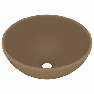 vidaXL Luxury Bathroom Basin Round Matt Cream 32.5x14 cm Ceramic