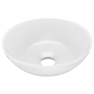 vidaXL Bathroom Sink Ceramic Matt White Round