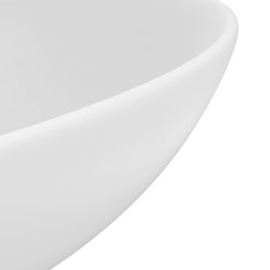 vidaXL Bathroom Sink Ceramic Matt White Round