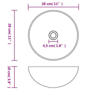 vidaXL Bathroom Sink Ceramic Matt White Round