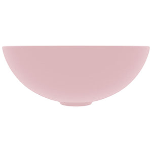 vidaXL Bathroom Sink Ceramic Matt Pink Round