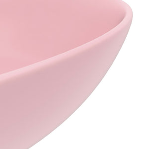 vidaXL Bathroom Sink Ceramic Matt Pink Round