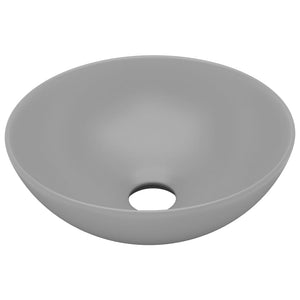 vidaXL Bathroom Sink Ceramic Light Grey Round