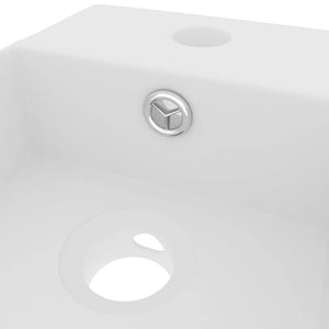 vidaXL Bathroom Sink with Overflow Ceramic Matt White