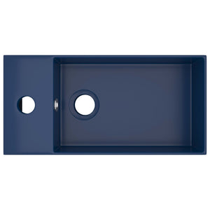 vidaXL Bathroom Sink with Overflow Ceramic Dark Blue